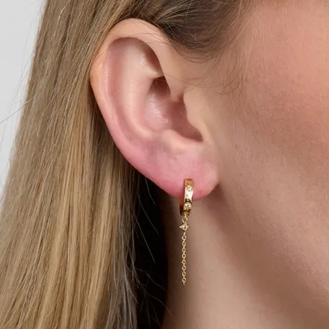 Studio Z Marena creol i forgylt sølv hvit zirkon