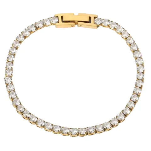 Khaai Studio Radiance armbånd i forgylt stål hvit zirkon