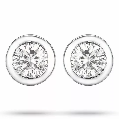 2 x 0,05 ct diamant solitaireørepynt i 14 karat hvitt gull med diamant 