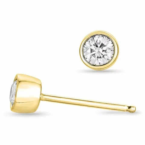2 x 0,10 ct solitaireørepynt i 14 karat gull med diamant