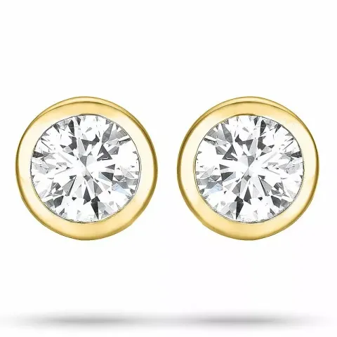 2 x 0,10 ct solitaireørepynt i 14 karat gull med diamant