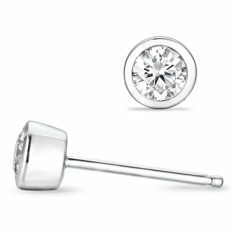 2 x 0,20 ct hvitt gull solitaireørepynt i 14 karat hvitt gull med diamant