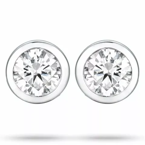 2 x 0,20 ct hvitt gull solitaireørepynt i 14 karat hvitt gull med diamant