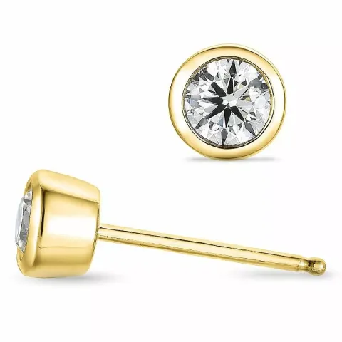 2 x 0,25 ct solitaireørepynt i 14 karat gull med diamant