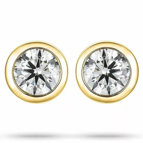 2 x 0,25 ct solitaireørepynt i 14 karat gull med diamant