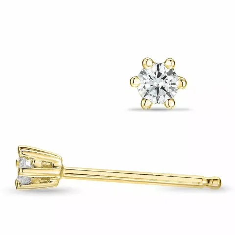 2 x 0,05 ct diamant gull solitaireørepynt i 14 karat gull med diamant