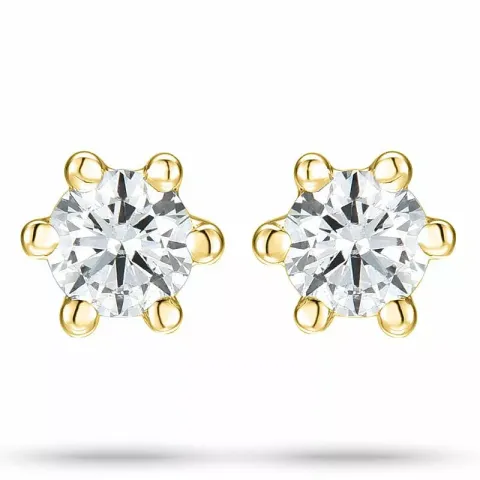 2 x 0,05 ct diamant gull solitaireørepynt i 14 karat gull med diamant