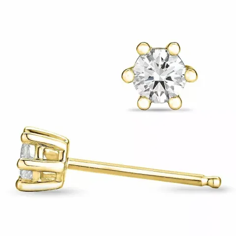 2 x 0,15 ct solitaireørepynt i 14 karat gull med diamant