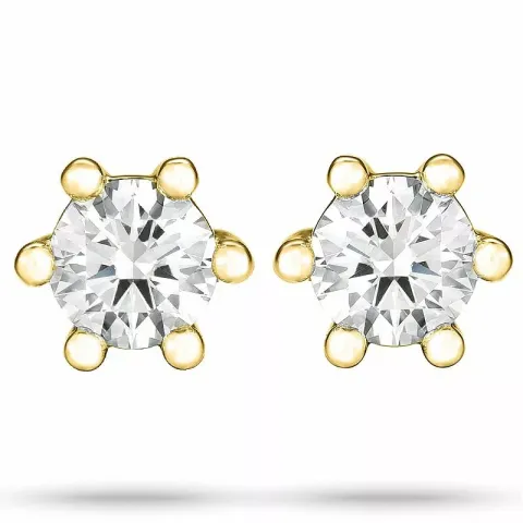 2 x 0,15 ct solitaireørepynt i 14 karat gull med diamant
