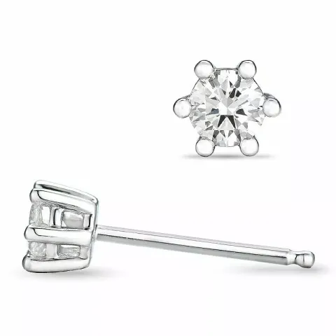 diamant solitaireørepynt i 14 karat hvitt gull med diamant