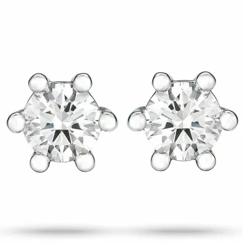 diamant solitaireørepynt i 14 karat hvitt gull med diamant