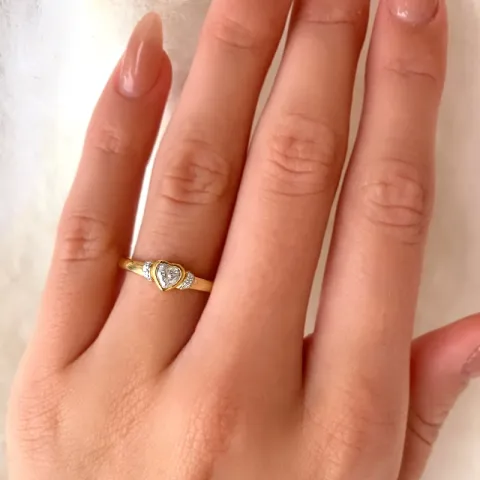 hjerte ring i 9 karat gull