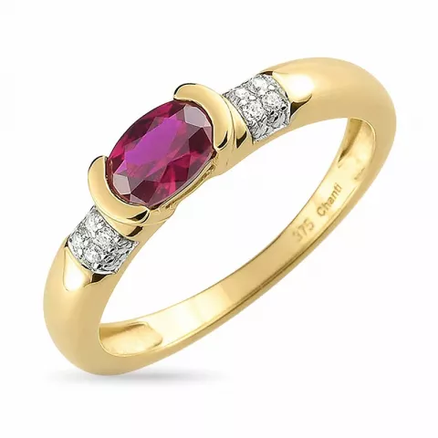 rød ring i 9 karat gull med rhodium
