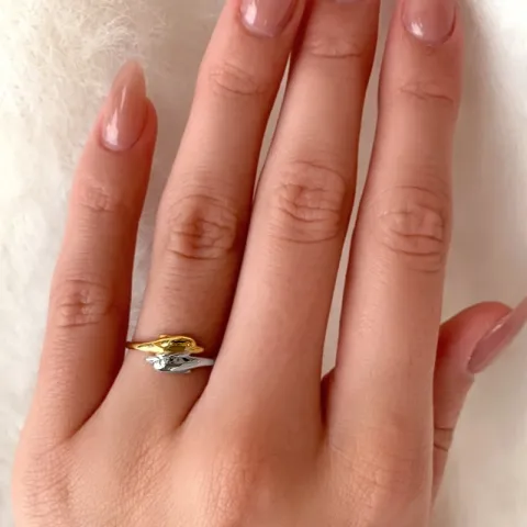 delfin ring i 9 karat gull med rhodium