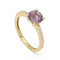 rund ametyst ring i 9 karat gull
