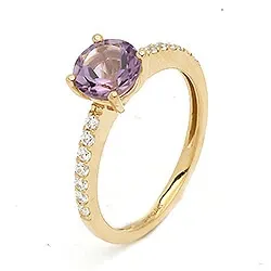 rund ametyst ring i 9 karat gull