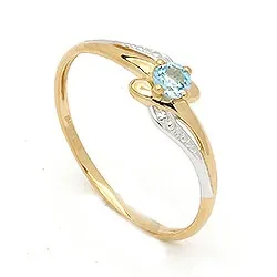 Smal abstrakt topas ring i 9 karat gull med 9 karat hvitt gull