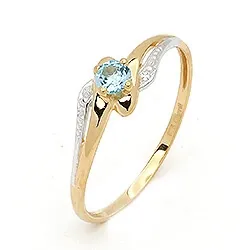 Smal abstrakt topas ring i 9 karat gull med 9 karat hvitt gull