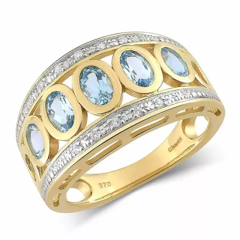 Stor topas ring i 9 karat gull