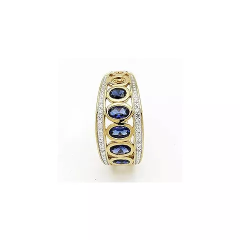 Stor abstrakt blå ring i 9 karat gull