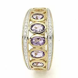 Stor lilla ametyst ring i 9 karat gull