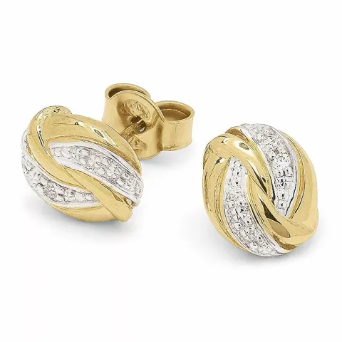 ovale zirkon gulløredobb i 9 karat gull med rhodium med