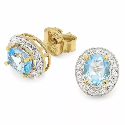 ovale topas øredobber i 9 karat gull med rhodium med 