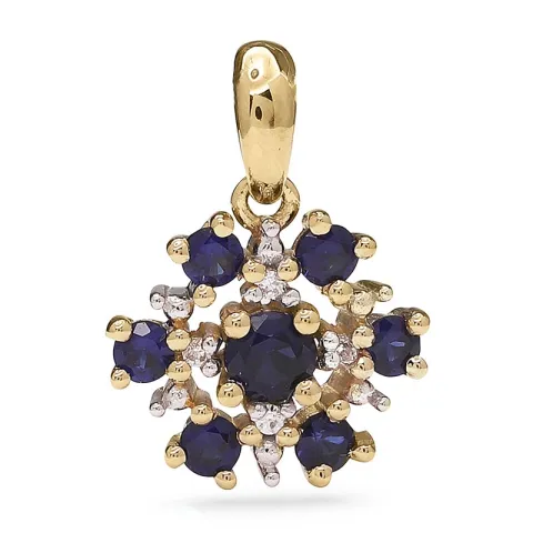 snøfnugg blå anheng i 9 karat gull med rhodium