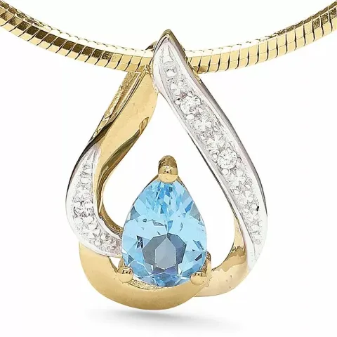dråpe topas anheng i 9 karat gull med rhodium