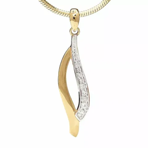 hvit zirkon anheng i 9 karat gull med rhodium