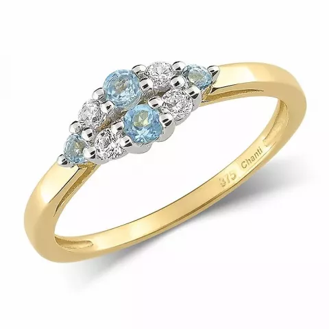 blå topas ring i 9 karat gull med rhodium
