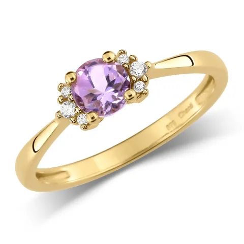 Glatt lilla ametyst ring i 9 karat gull