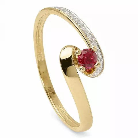 Elegant rød ring i 9 karat gull med rhodium
