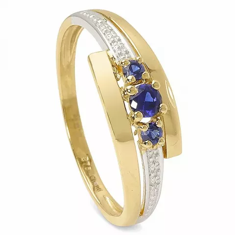 Elegant blå ring i 9 karat gull med rhodium