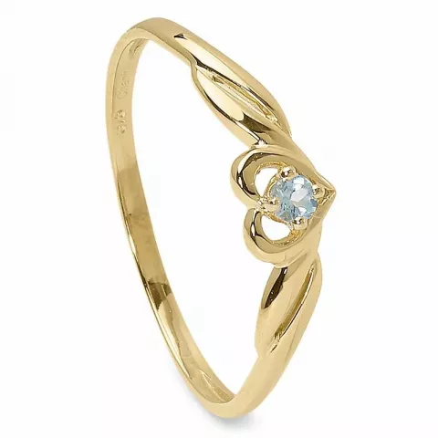 Elegant hjerte blå topas ring i 9 karat gull