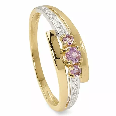 Glatt lilla ametyst gull ring i 9 karat gull med rhodium