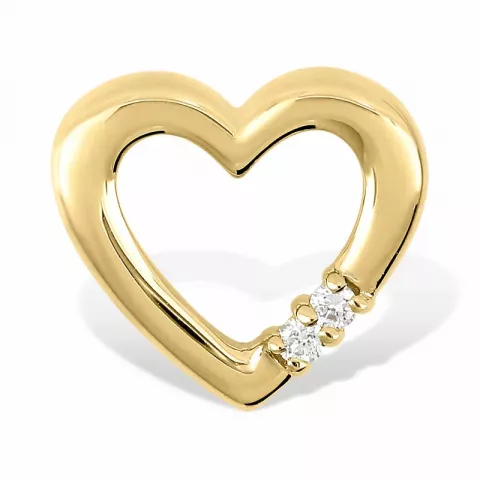 Hjerte diamant anheng i 9 karat gull 0,044 ct