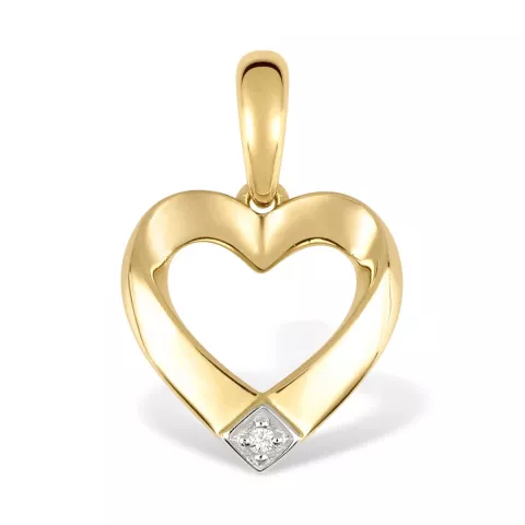 Elegant hjerte diamant anheng i 9 karat gull med rhodium 0,010 ct