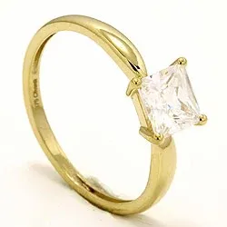 firkantet zirkon ring i 8 karat