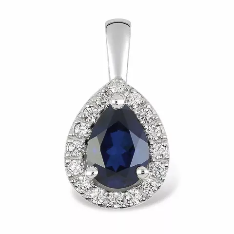 Safir rosettanheng i 9 karat hvitt gull