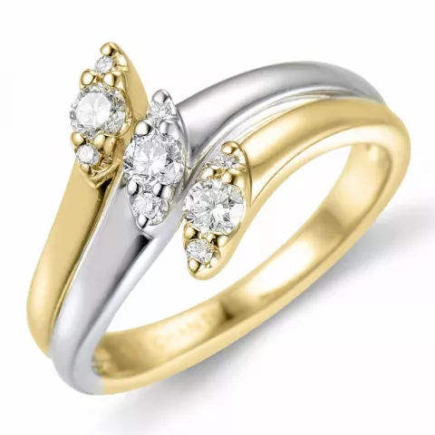 diamant gull ring i 14 karat gull og hvitt gull 0,31 ct