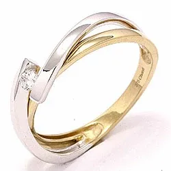 Zirkon ring i 8 karat med 8 karat hvitt