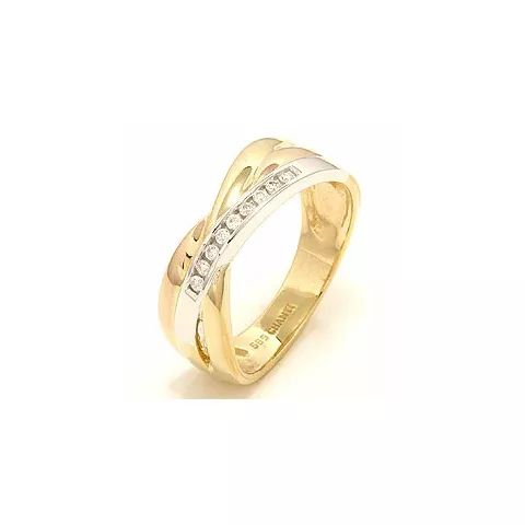 abstrakt diamant ring i 14 karat gult, hvitt og rødt gull 0,09 ct