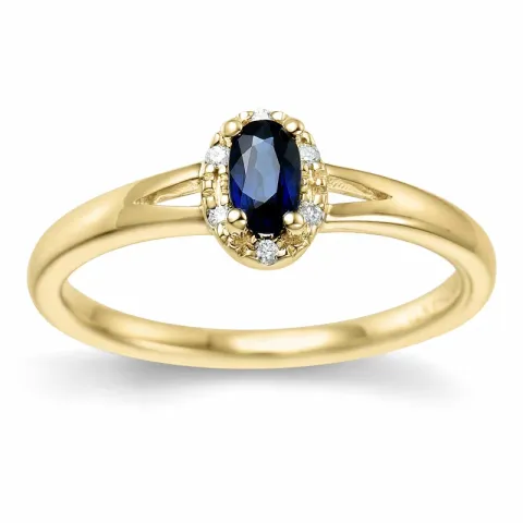 Safir ring i 14 karat gull 0,03 ct 0,35 ct