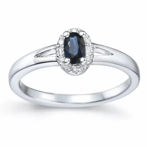 safir diamantring i 14 karat hvitt gull 0,03 ct 0,35 ct