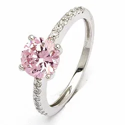 Rosa ring i 8 karat hvitt