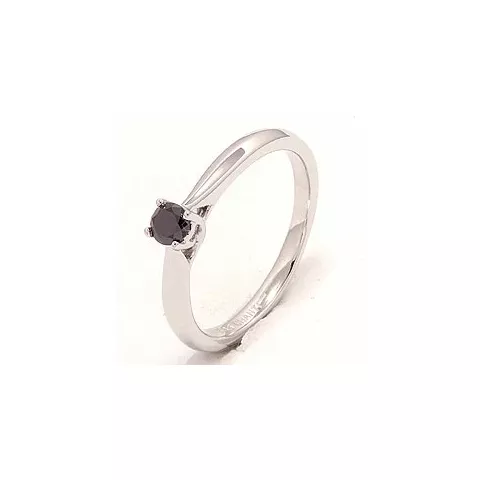 svart diamant ring i 14 karat hvitt gull 0,20 ct