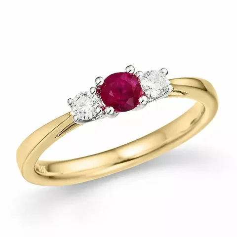 rubin ring i 14 karat gull og hvitt gull 0,132 ct 0,28 ct