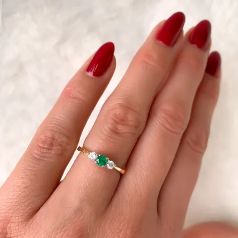 Smaragd ring i 14 karat gull og hvitt gull 0,132 ct 0,22 ct