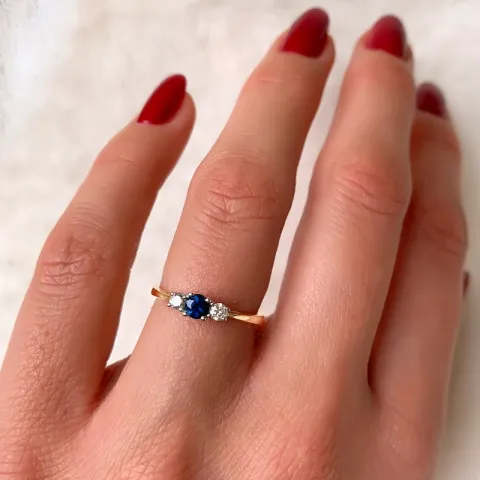 safir diamantring i 14 karat gull og hvitt gull 0,132 ct 0,334 ct